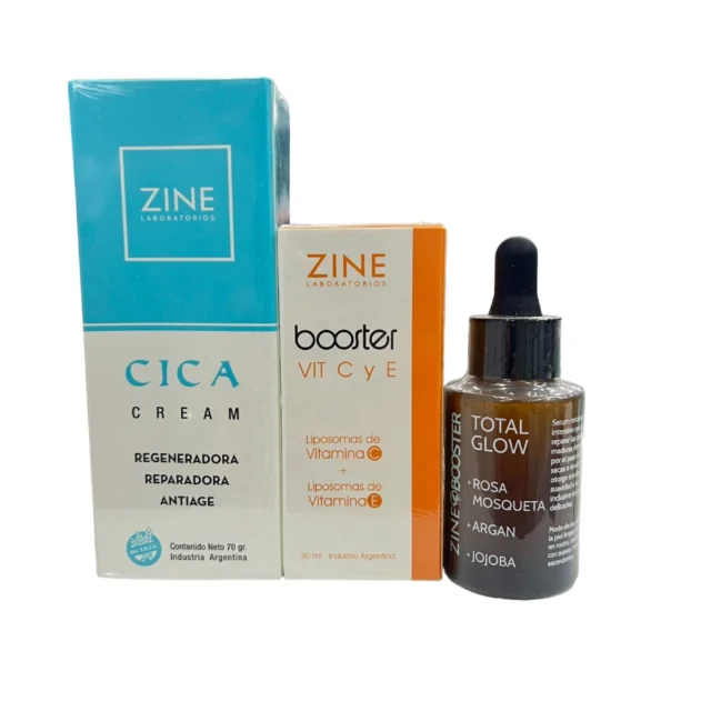 Cica Cream + Vit C y E + Booster Total Glow. Zine