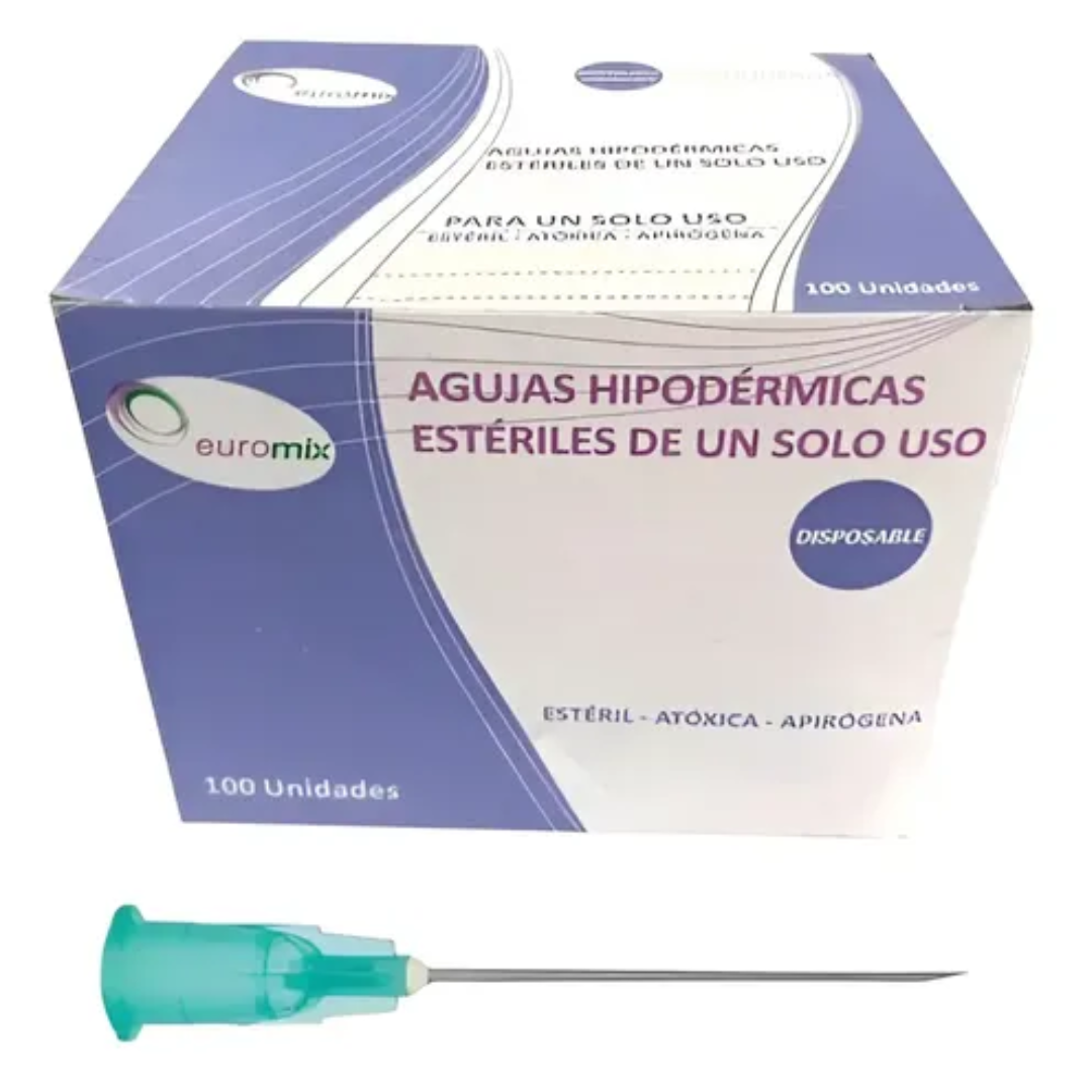 Aguja Hipodermica Esteril 21g x 1 (258). Euromix