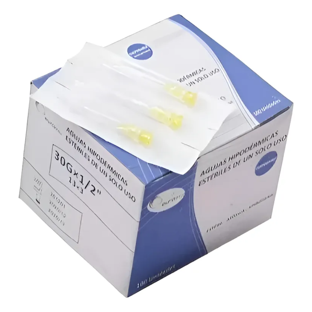 Aguja Hipodermica Esteril 30g x 12 (13/3). Euromix