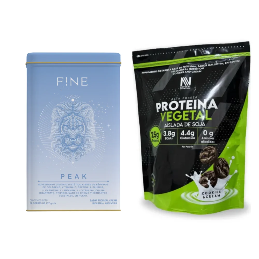 Colageno Fine Peak + Proteina Vegetal Alta Pureza