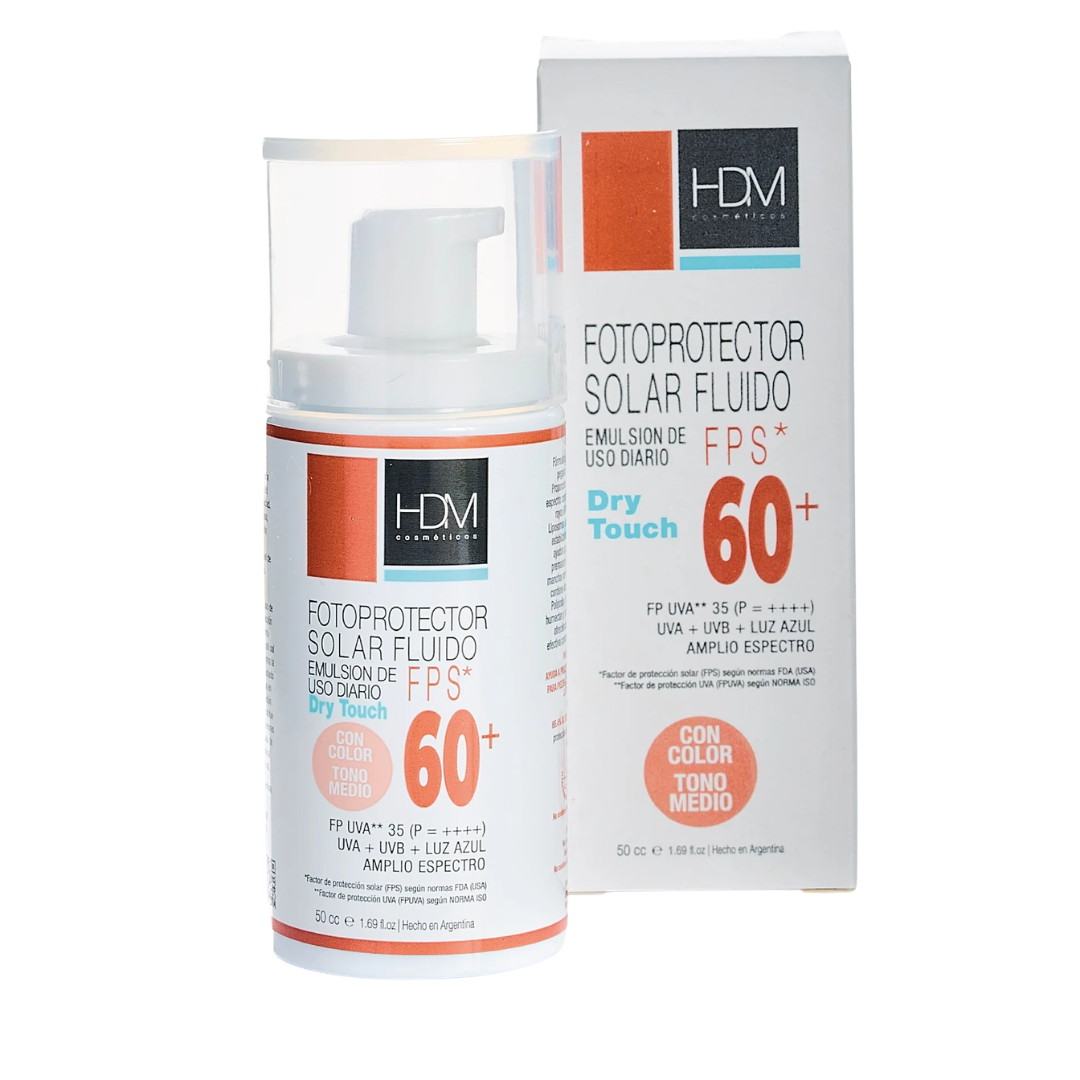 Fotoprotector Solar Fluido Con color FPS 60+. HDM