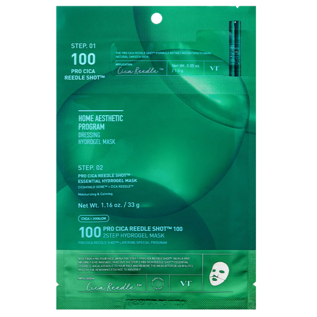 Mascarilla de Hidrogel Calmante de 2 Pasos con Pro Cica Reedle Shot. Vt Cosmetics